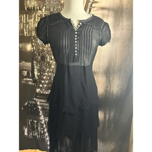 Anthropologie Maeve Black Witchy Fairy Dress Size 4 Goth Whims - Picture 1 of 10